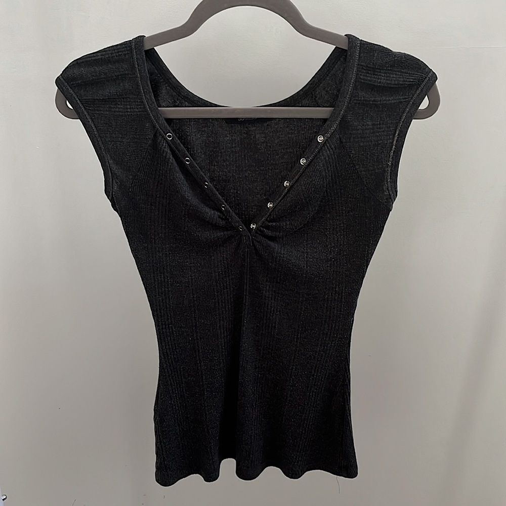 V-neck button down